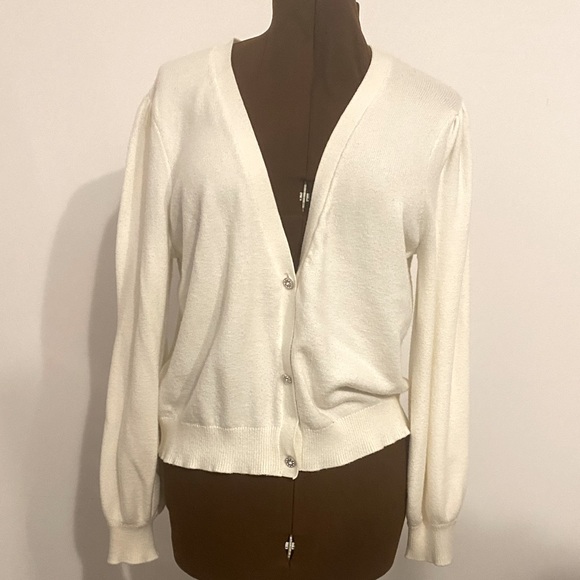 🤍JOE FRESH 🤍Cream Oversized sleeve cardigan and n XL with jewel buttons. - Picture 2 of 12